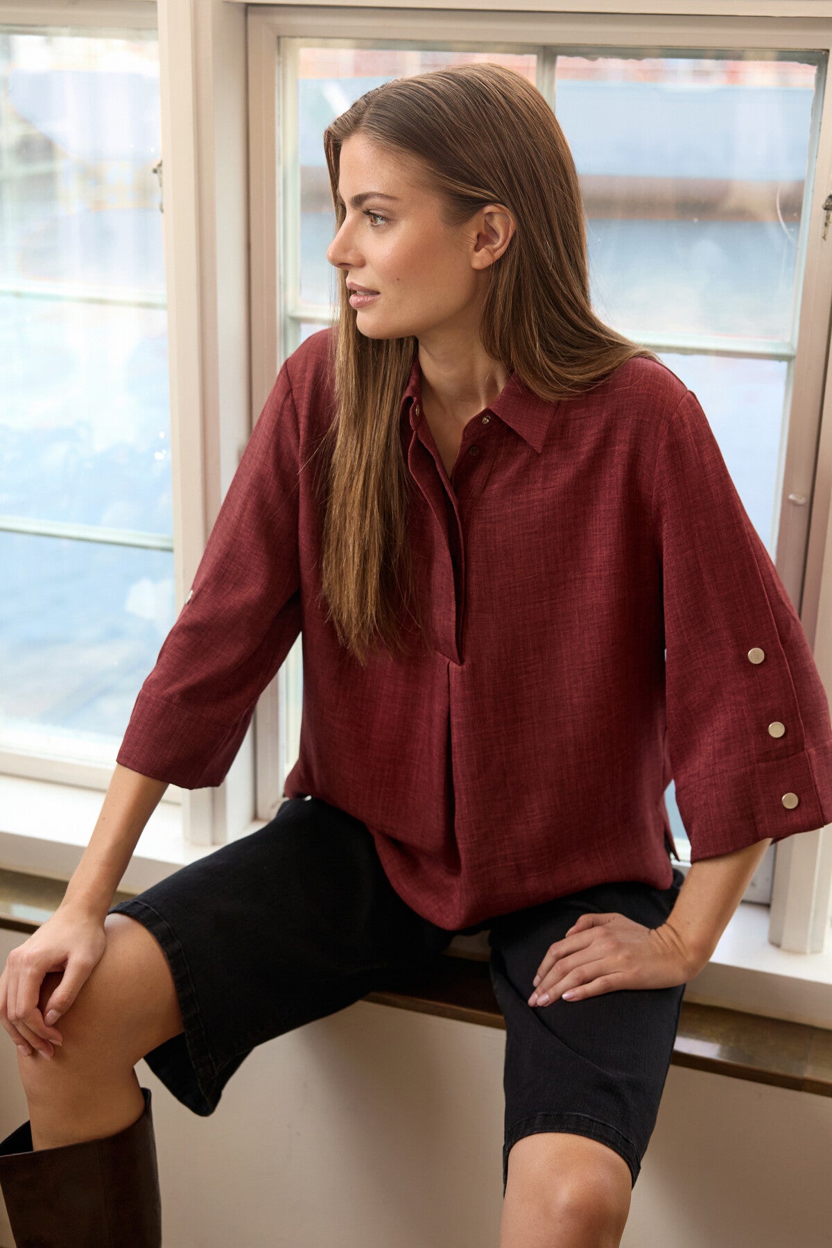 Salsation サルセーション T-shirt Dark Red！ SC-CHARISSA 5 Shirt in Dark red from soyaconcept | Soyaconcept.com