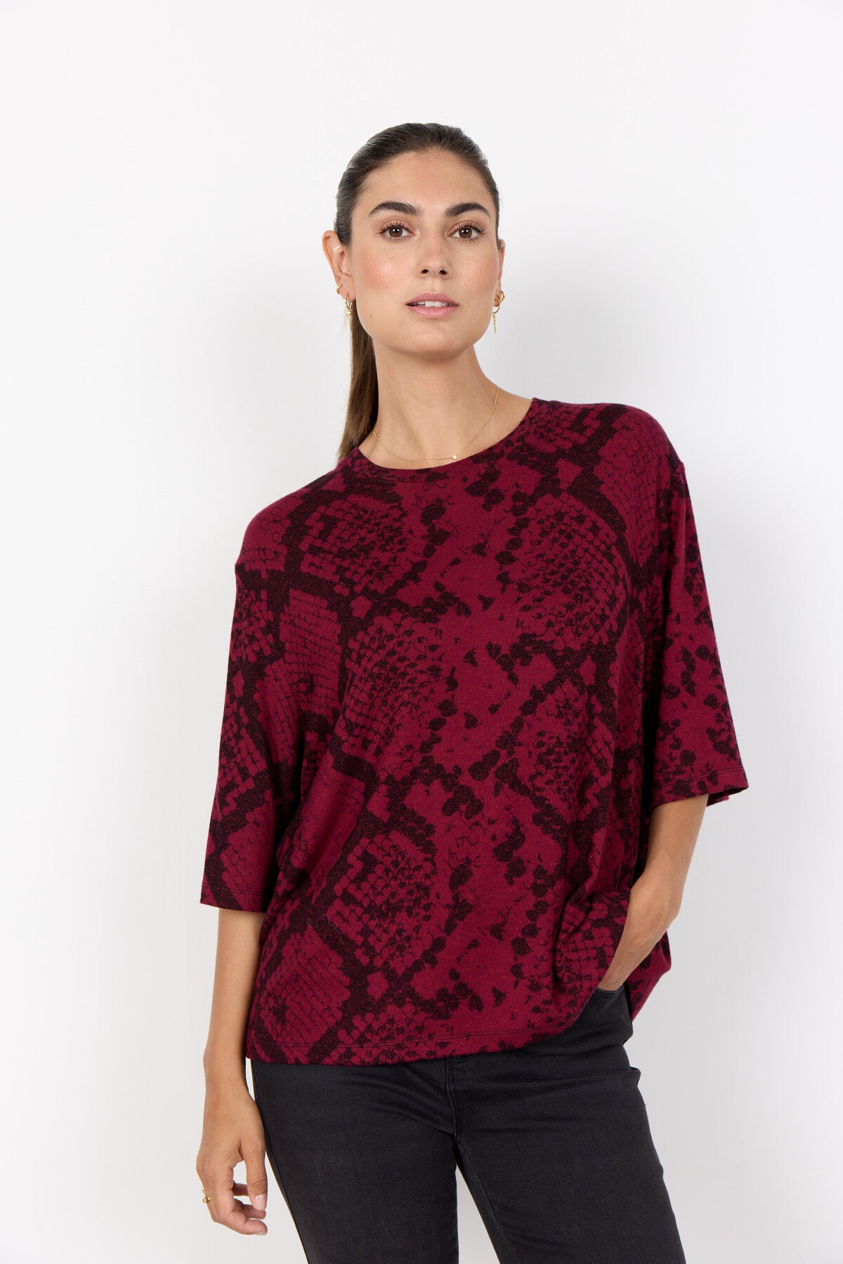 SC-BIARA AOP 144 T-shirt Bordeaux