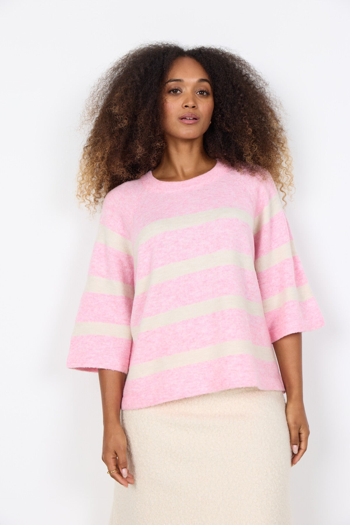 SC-ORLEAN STRIPE 5 Pullover Light pink