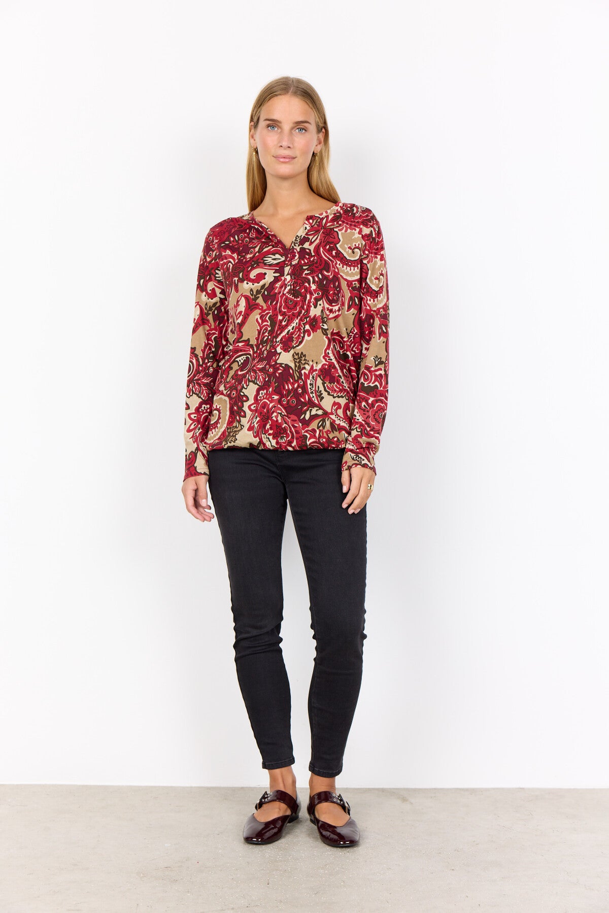 SC-FELICITY AOP 518 Blouse Dark red