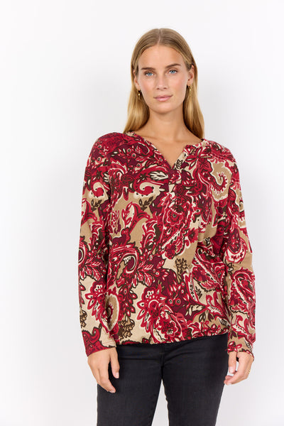 SC-FELICITY AOP 518 Blouse Dark red
