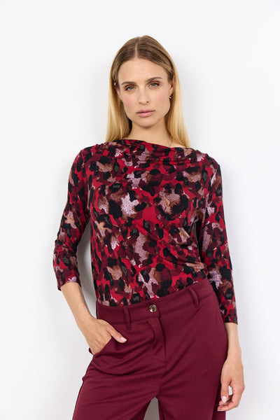 SC-MARICA AOP 342 Blouse Dark red