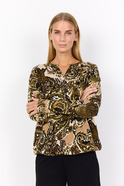 SC-FELICITY AOP 518 Blouse Dark green