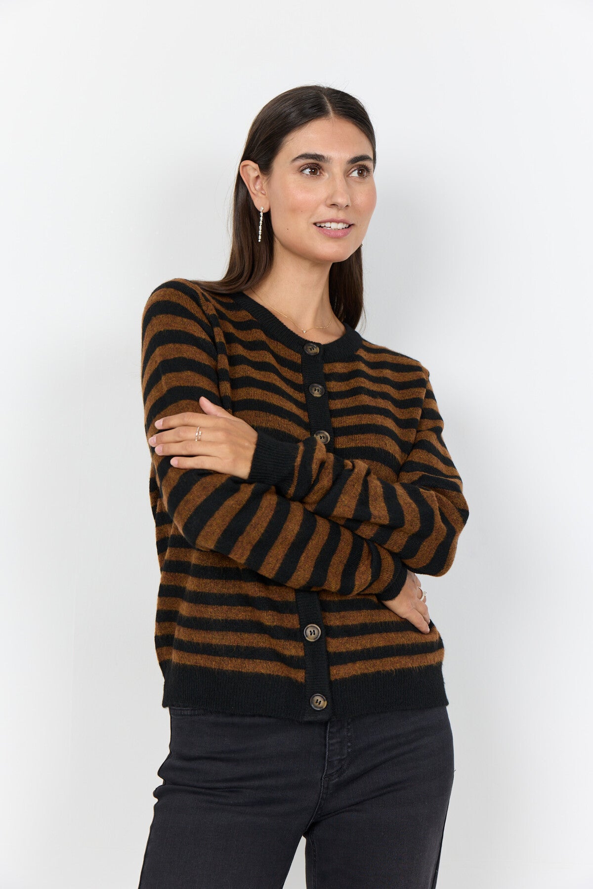 SC-ORLEAN STRIPE 13 Cardigan Black