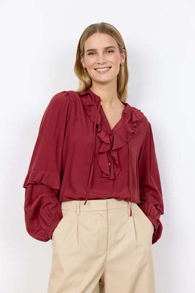 SC-BARBEL 1 Blouse Ruby red