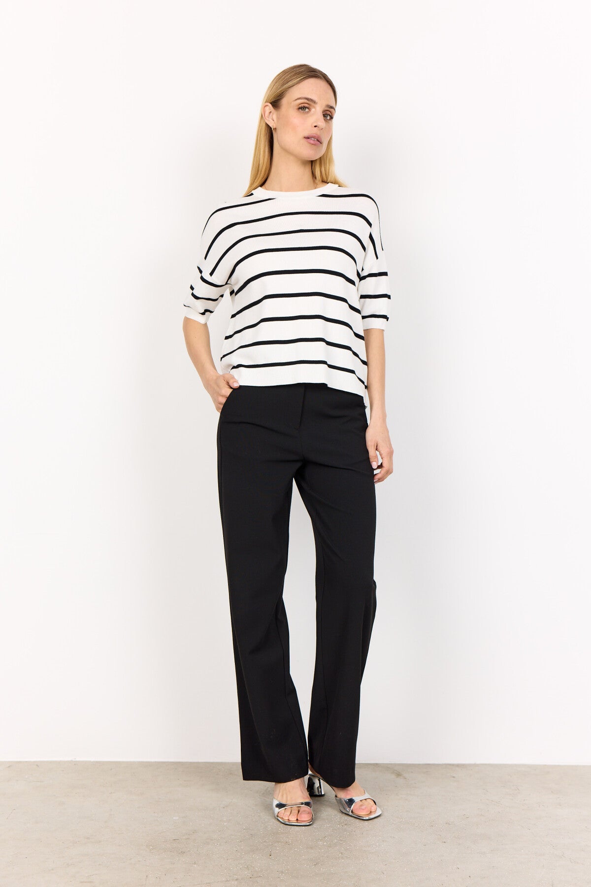 SC-DOLLIE STRIPE 794 Pullover Off white