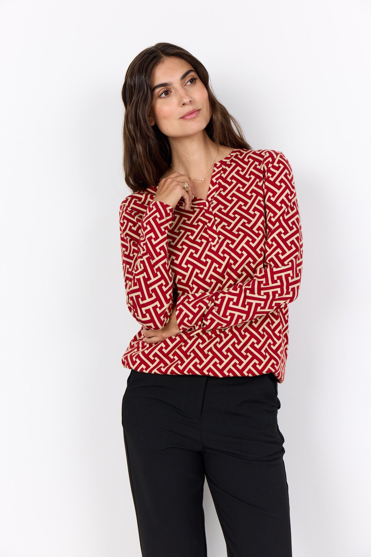 SC-FELICITY AOP 520 Blouse Dark red