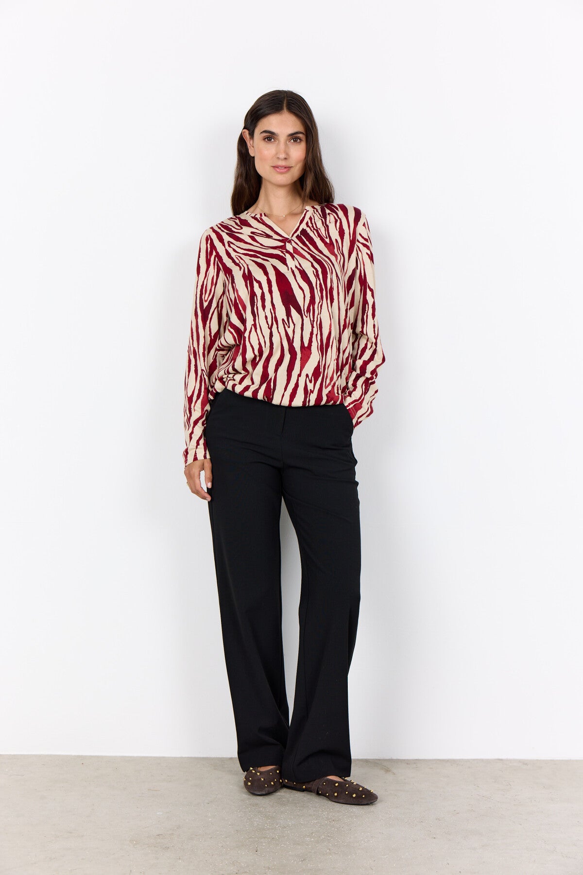 SC-FELICITY AOP 522 Blouse Dark red