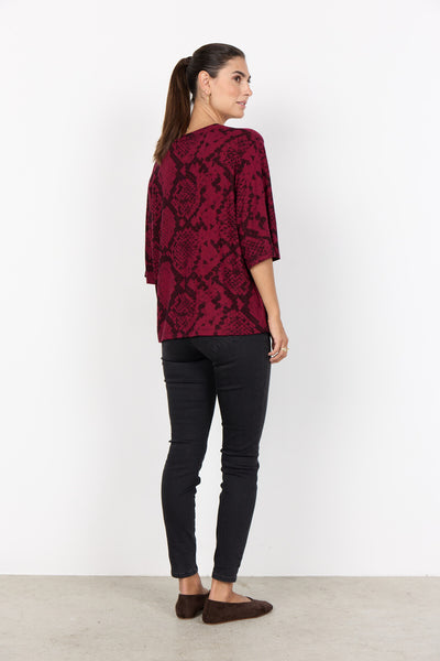 SC-BIARA AOP 144 T-shirt Bordeaux