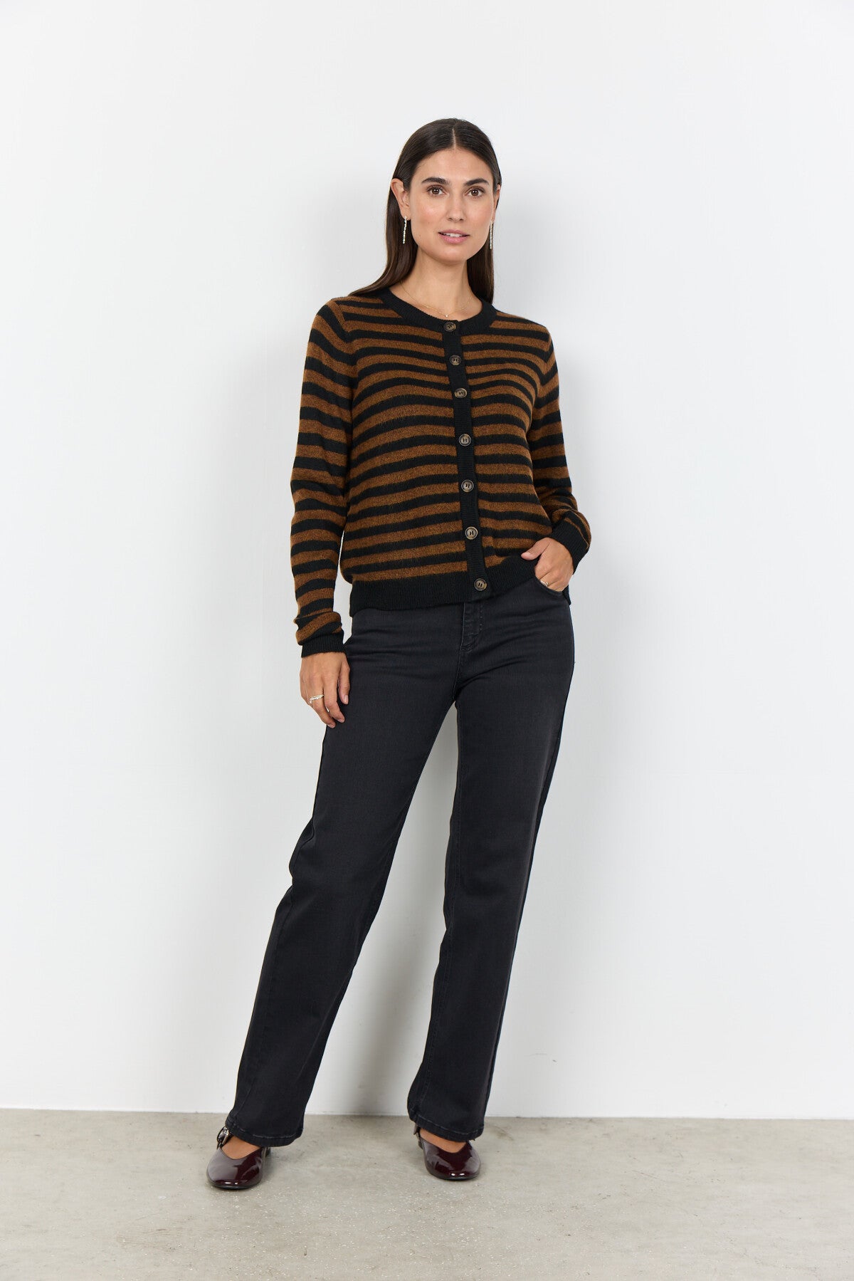 SC-ORLEAN STRIPE 13 Cardigan Black