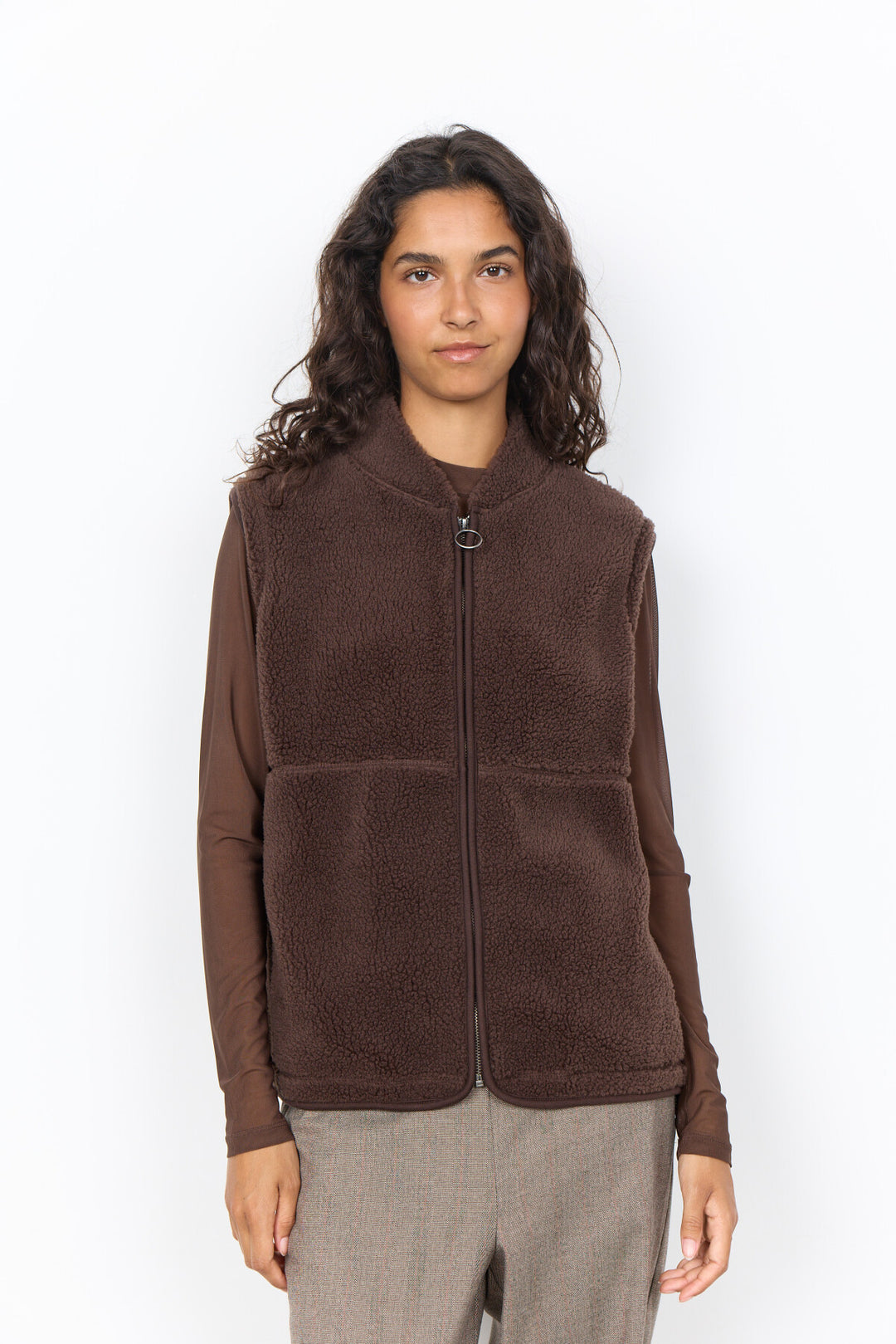 SC-ONYX 3 Waistcoat in Dark brown from soyaconcept | Soyaconcept