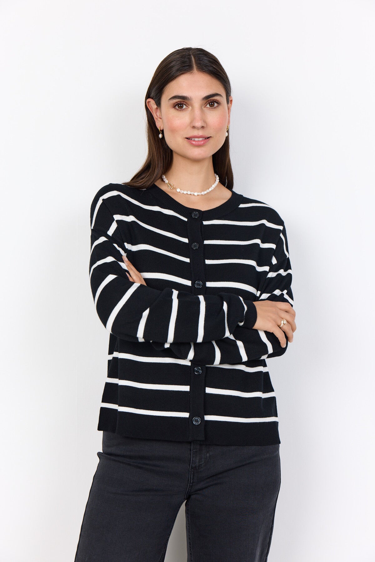 SC-DOLLIE STRIPE 795 Cardigan Black