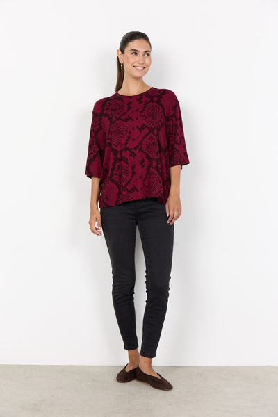 SC-BIARA AOP 144 T-shirt Bordeaux