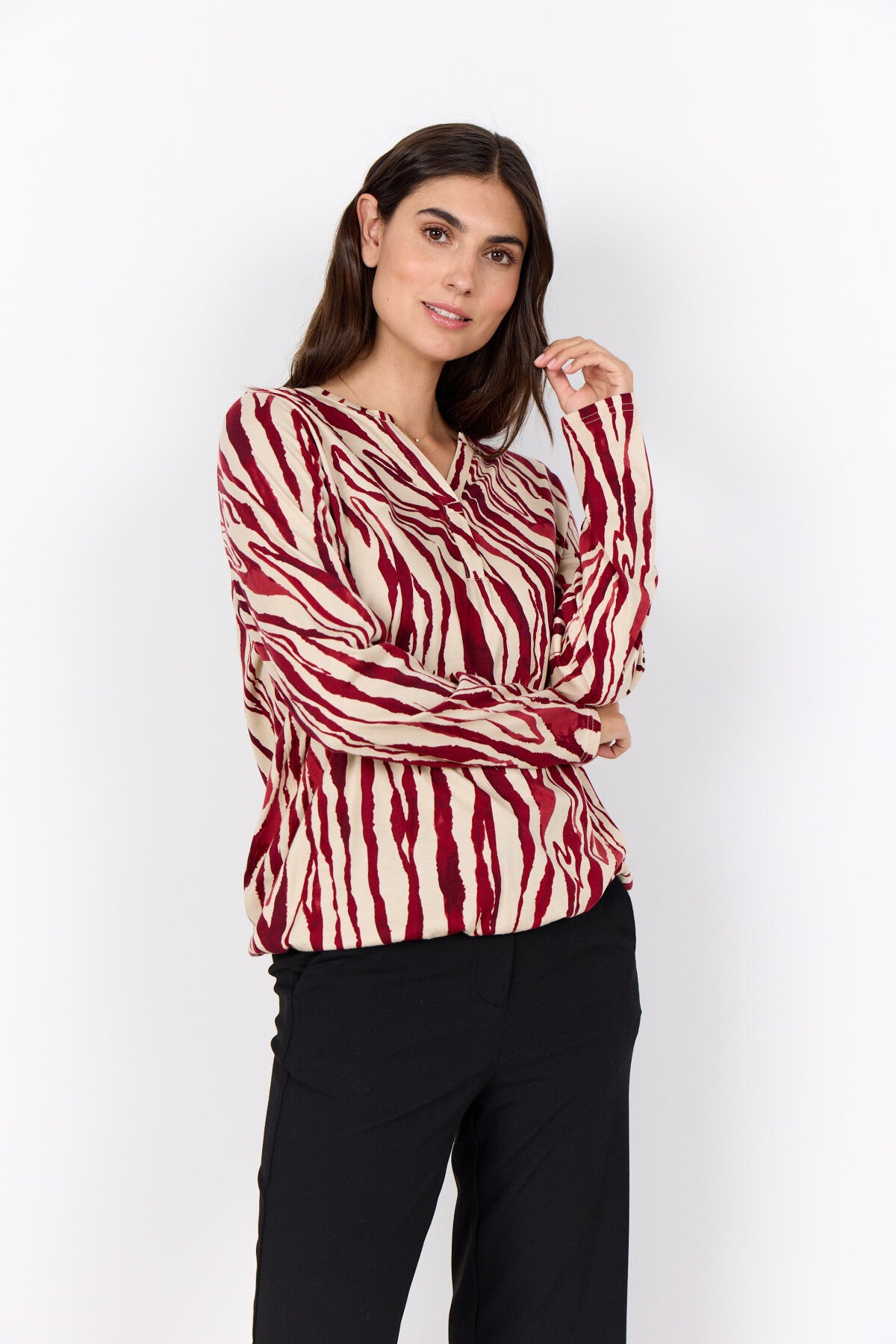 SC-FELICITY AOP 522 Blouse Dark red