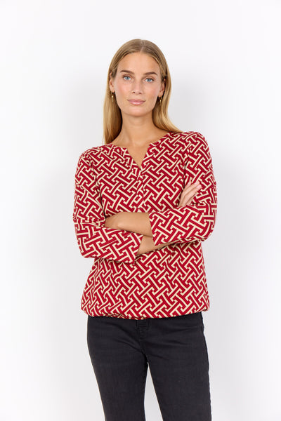 SC-FELICITY AOP 519 Blouse Dark red