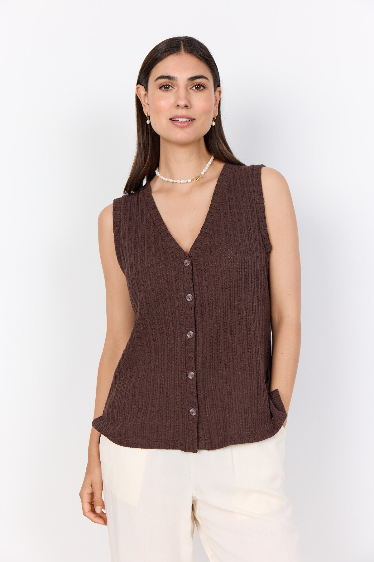 SC-SHONAS 1 Waistcoat Dark brown