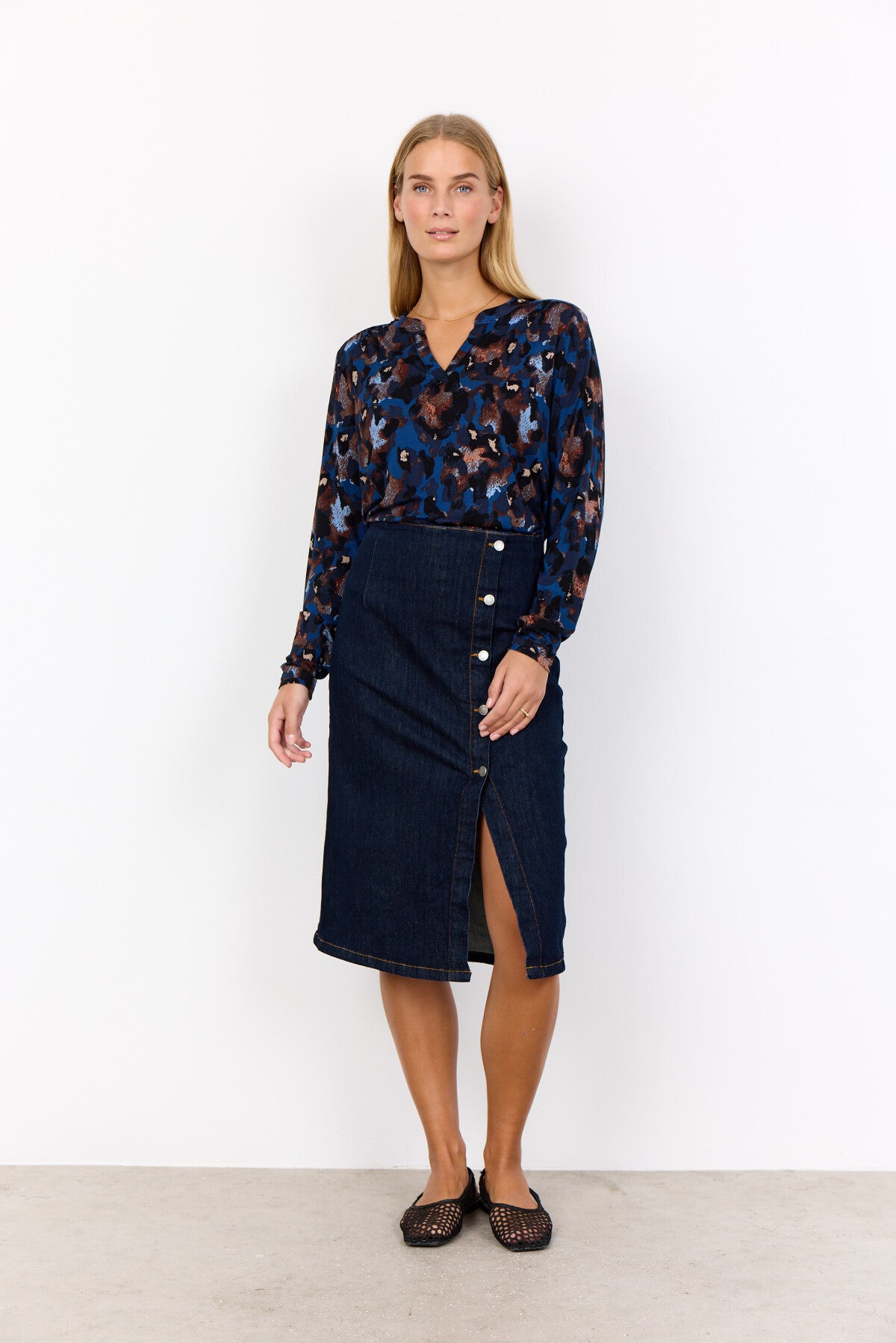 SC-MARICA AOP 341 Blouse Dark blue