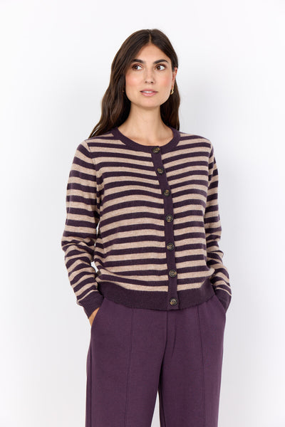 SC-ORLEAN STRIPE 13 Cardigan Purple